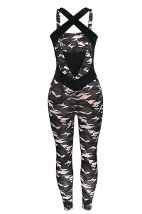 SKTF019 camo backless bodybuilding tights front view